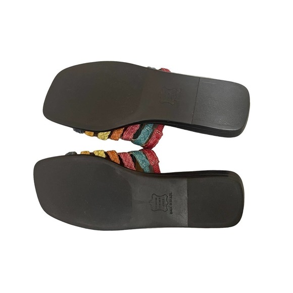 Coldwater Creek Women's Leather Sandals Slides Size‎ 7M Square Toe Multicolor - Picture 7 of 11